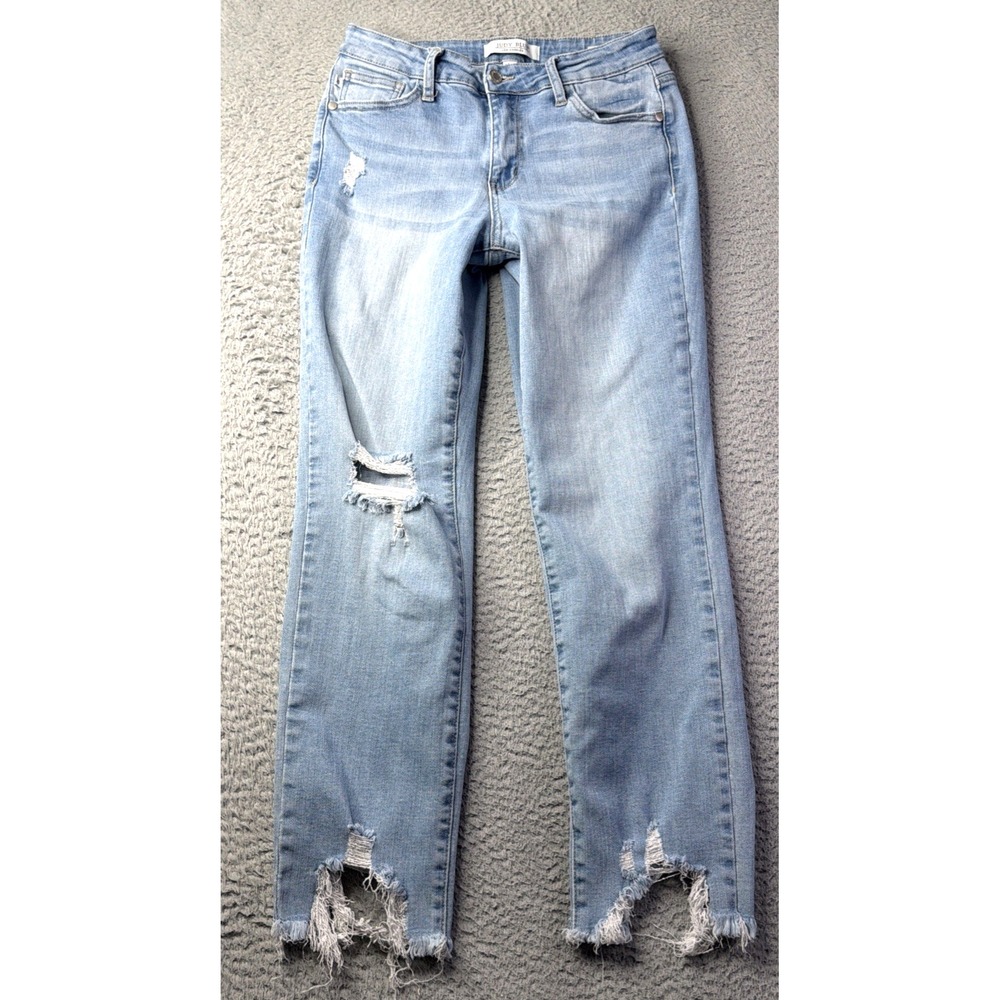 Judy Blue Jeans Womens Size 5/27 Blue Denim Boyfriend Fit Jeans Distressed